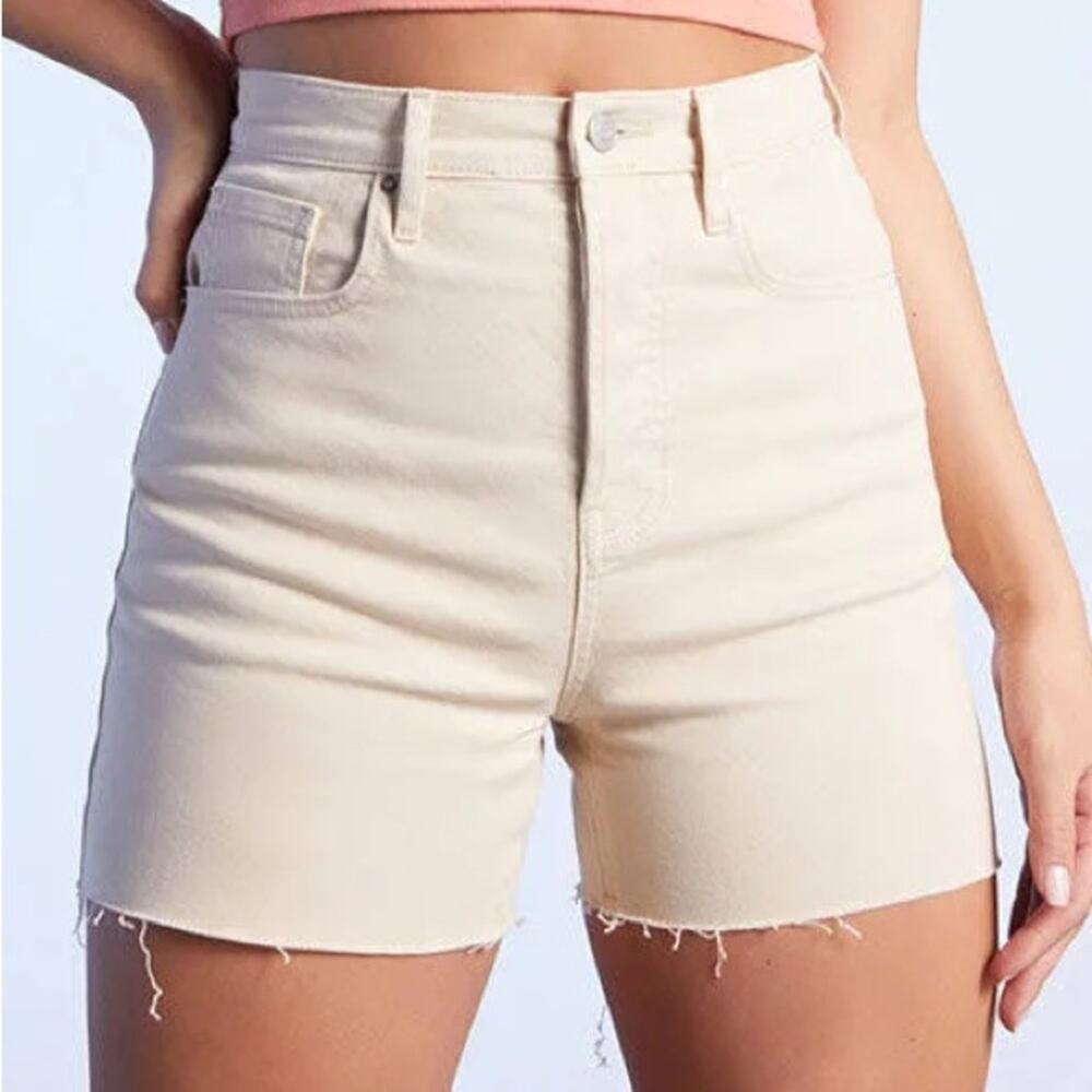 PacSun Stretch 90’s Girlfriend Short Tan Raw Hem High Rise Women’s Size 28